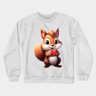 Valentine Squirrel Holding Heart Crewneck Sweatshirt
